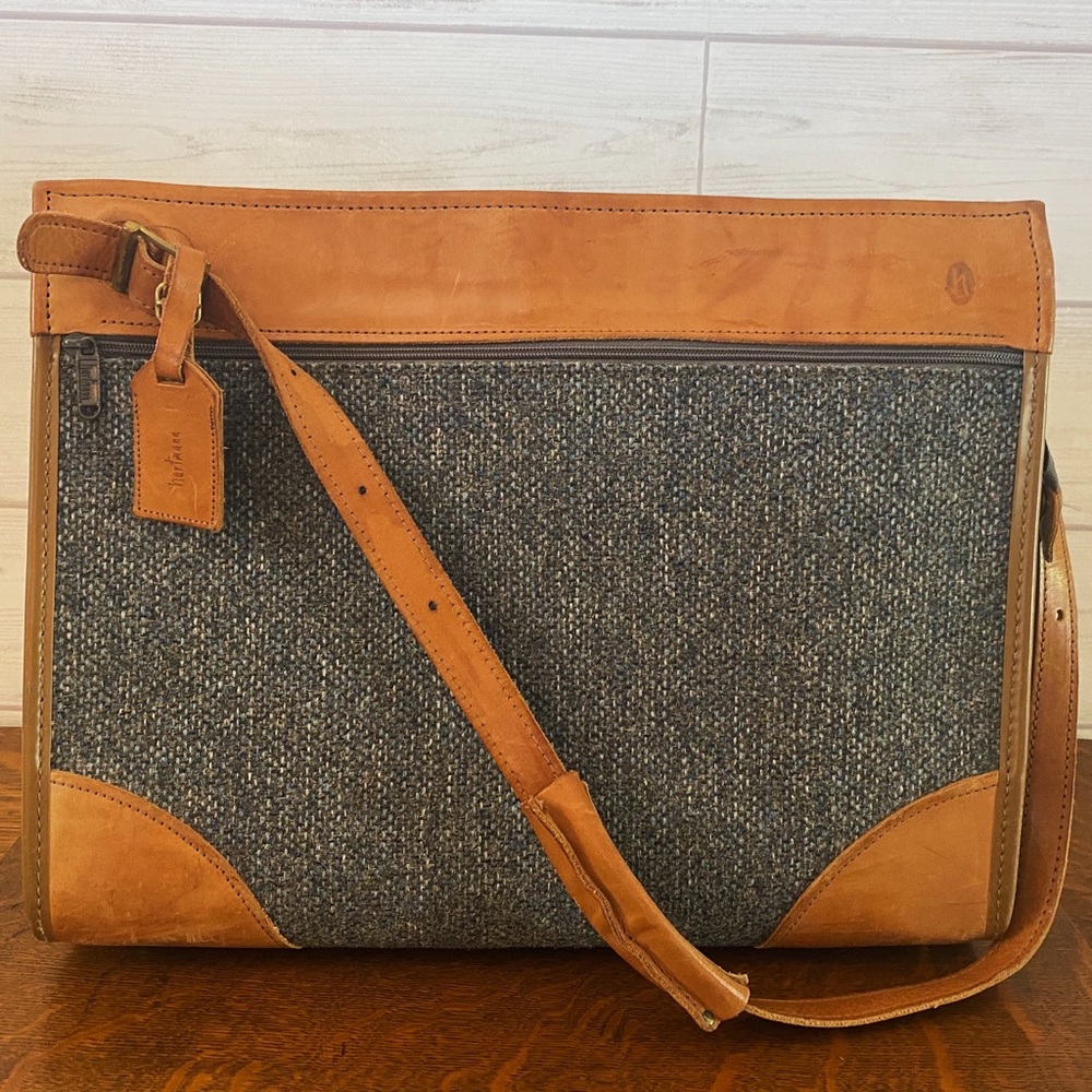 VINTAGE Hartmann Tweed & Leather Weekender Bag 70s